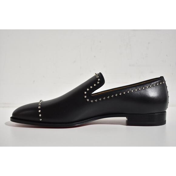Christian Louboutin Dandy Cloo Flat Black Calf Leather Spike Dress Loafer 44 11